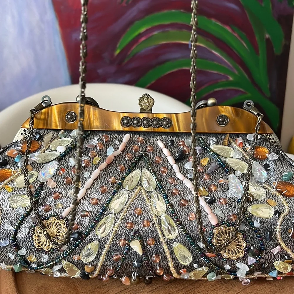 Vintage Repo Lucite Beaded Colorful Bag - Picture 2 of 11
